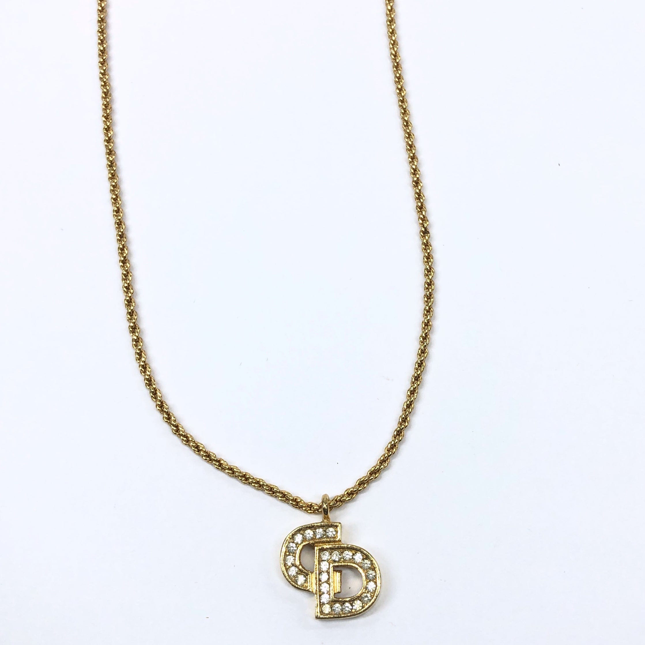 LuxuryPromise Christian Dior CD Rhinestone Necklace Gold