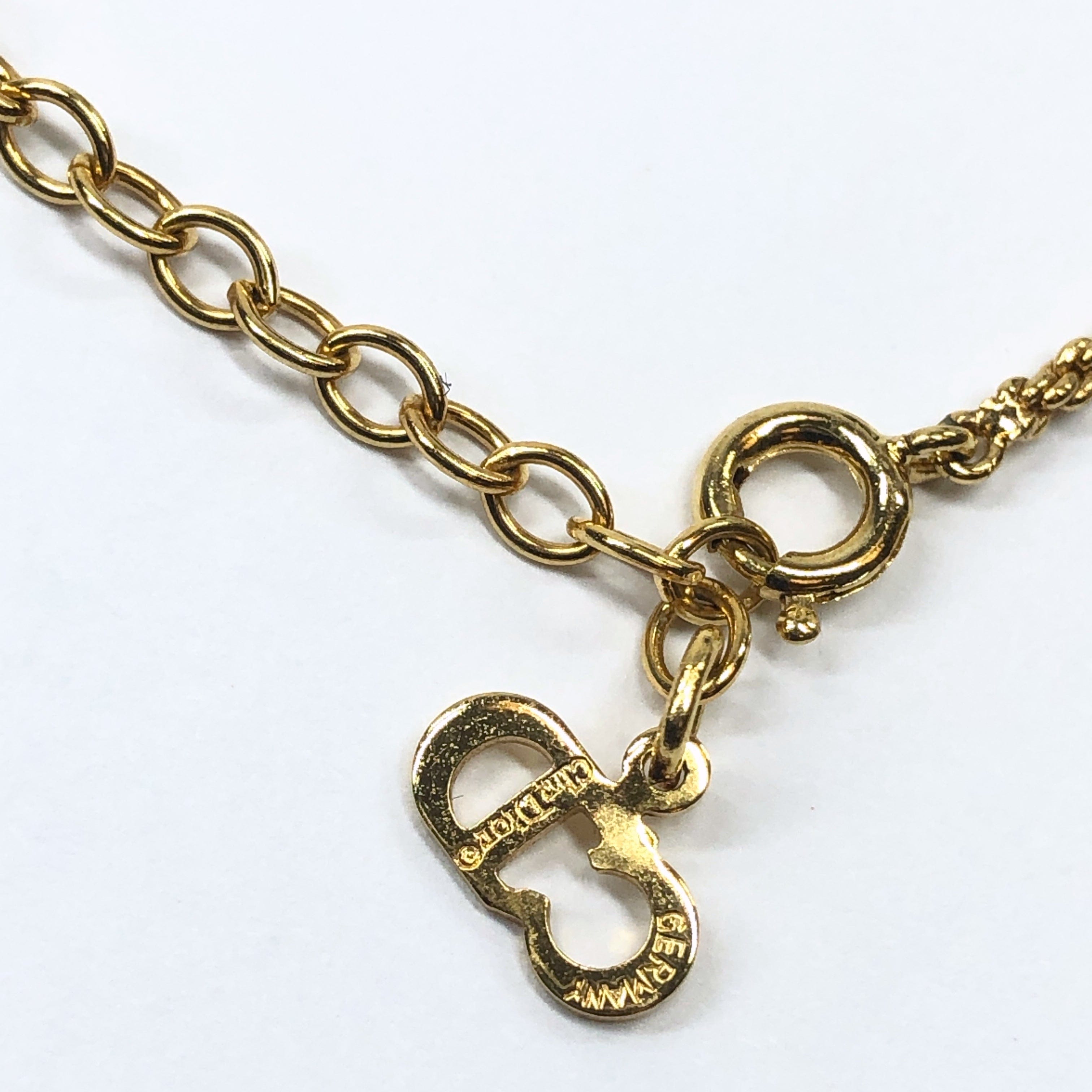 LuxuryPromise Christian Dior CD Rhinestone Necklace Gold
