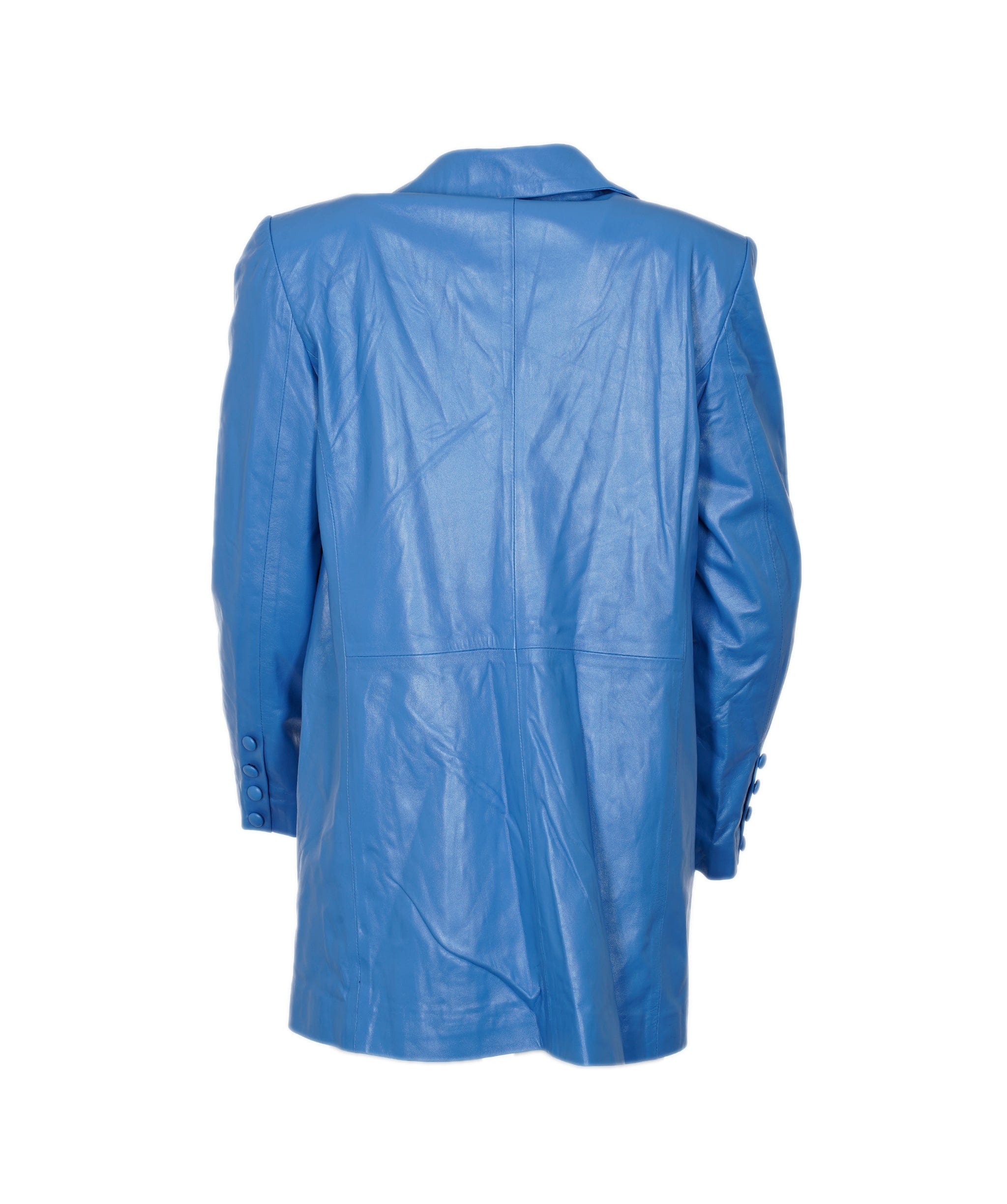 LuxuryPromise blue leather trench AVC1060