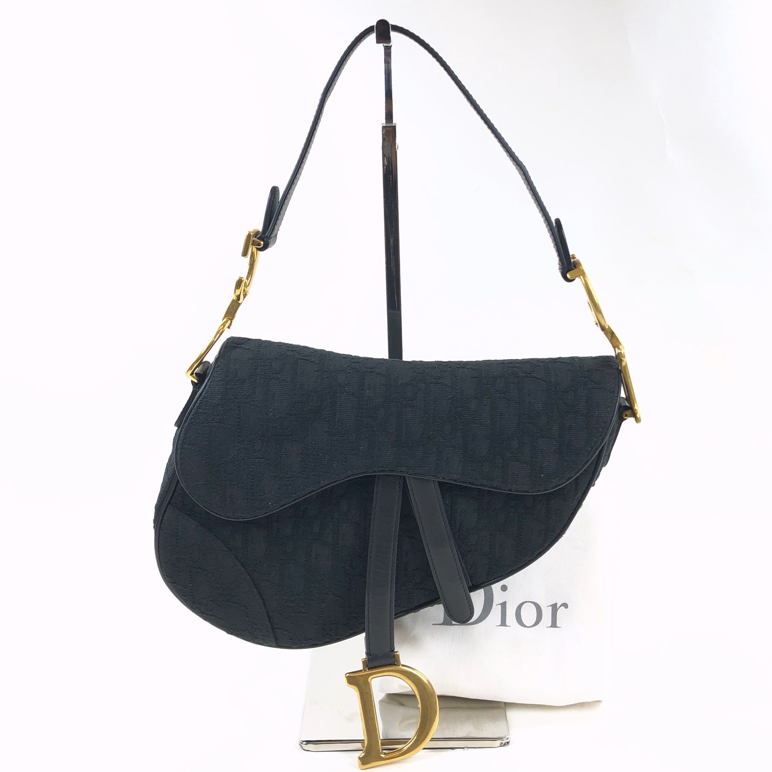LuxuryPromise Dior Saddle Bag Black Trotter Canvas