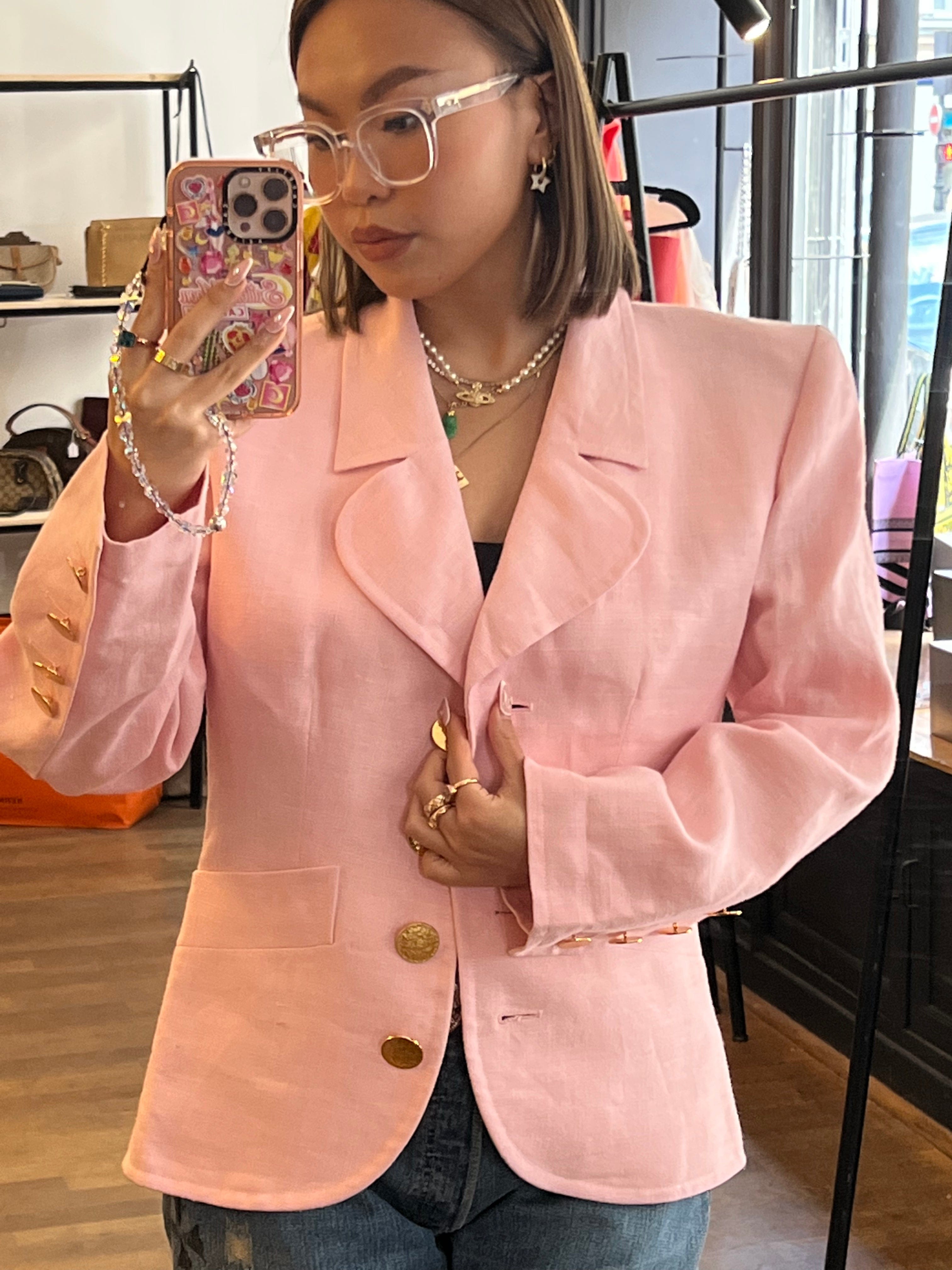 LuxuryPromise pink ysl blazer