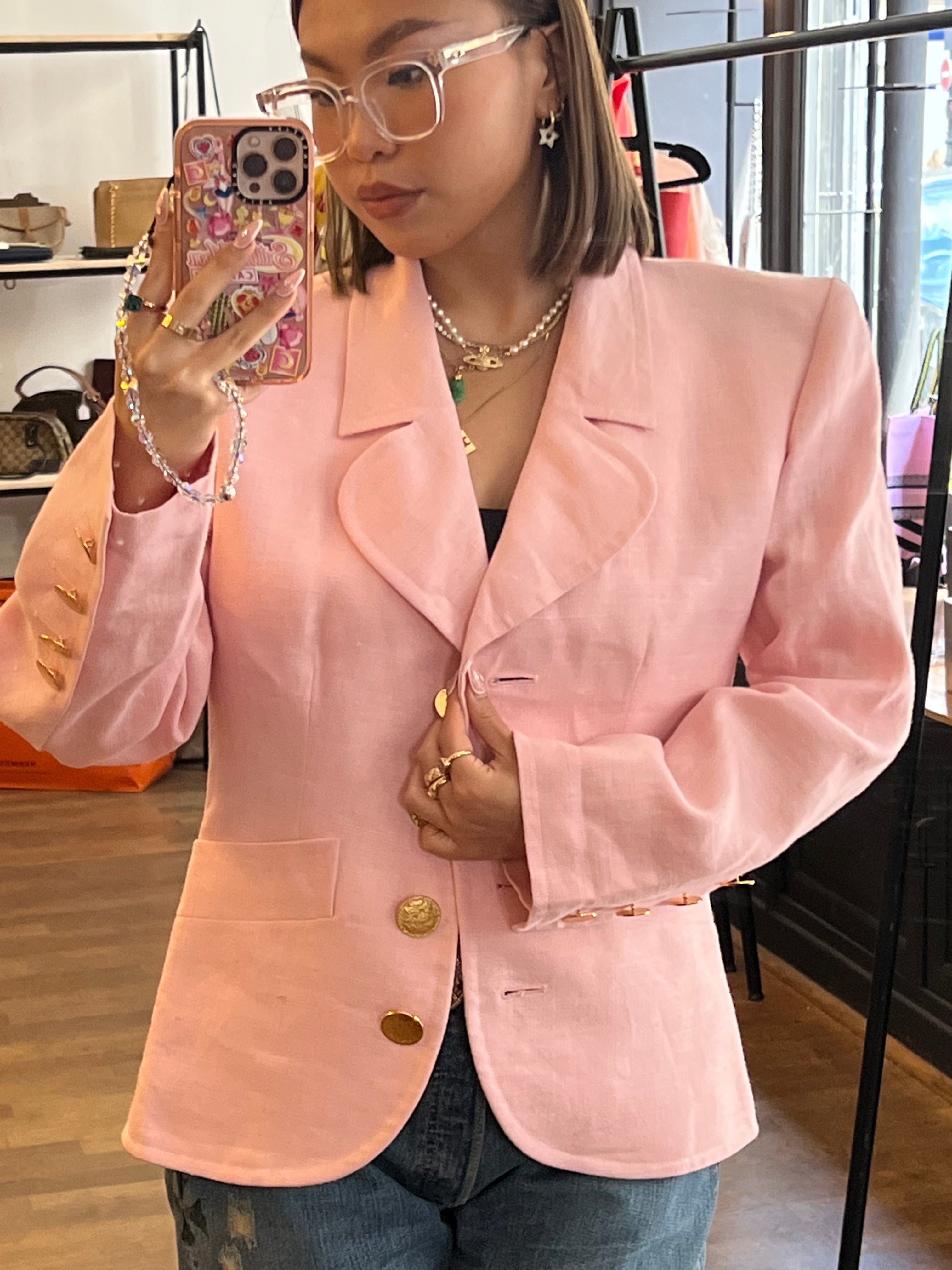 LuxuryPromise pink ysl blazer