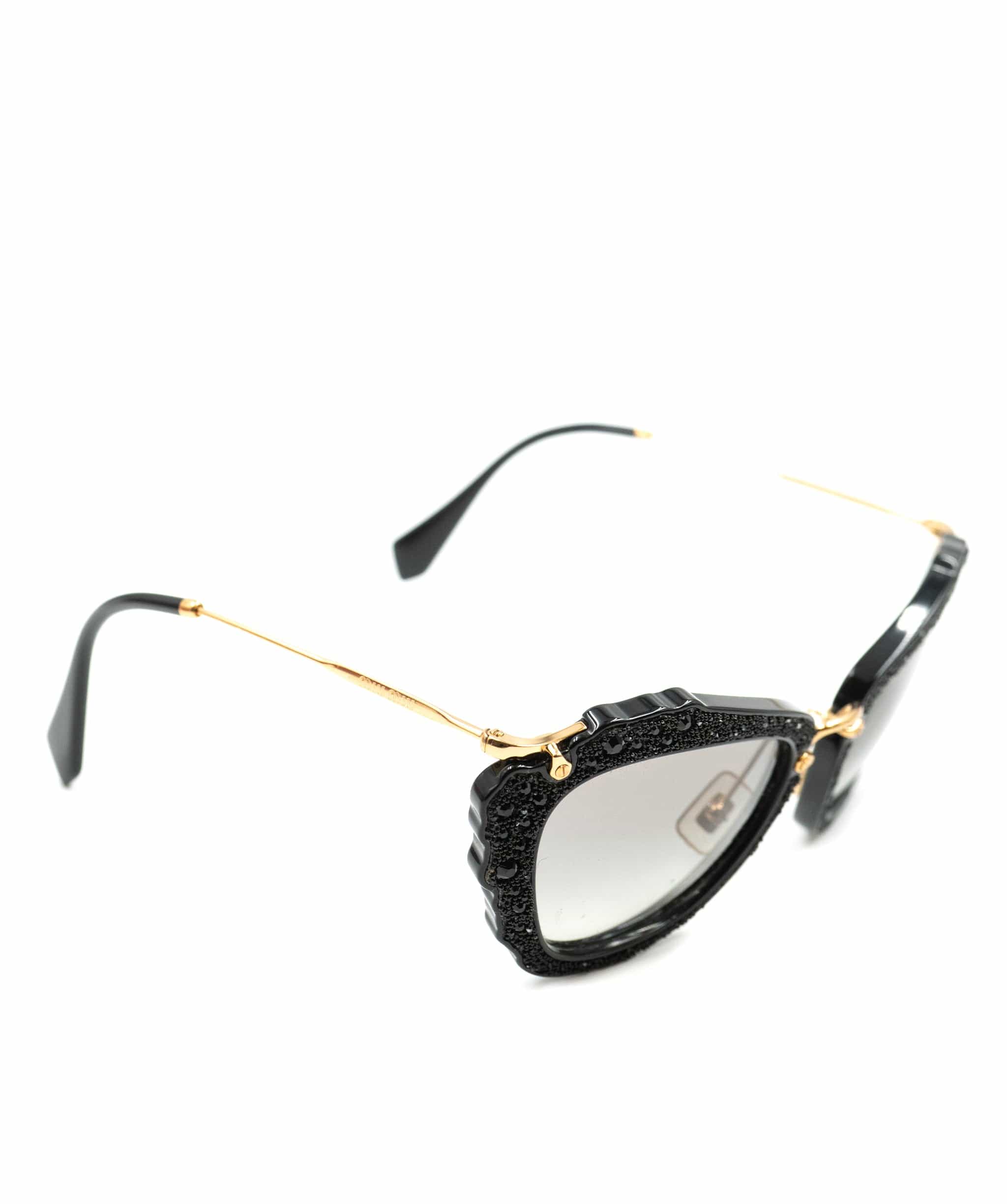 Miumiu Miu Miu black crystal GHW sunglasses, full set AEL1052