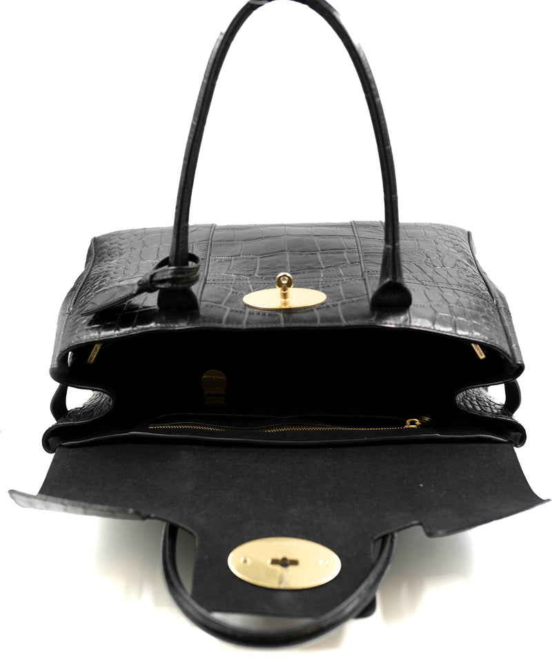 Mulberry bayswater black discount croc