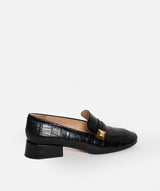 Mulberry Mulberry Black Leather Croc Embossed Heel Pumps