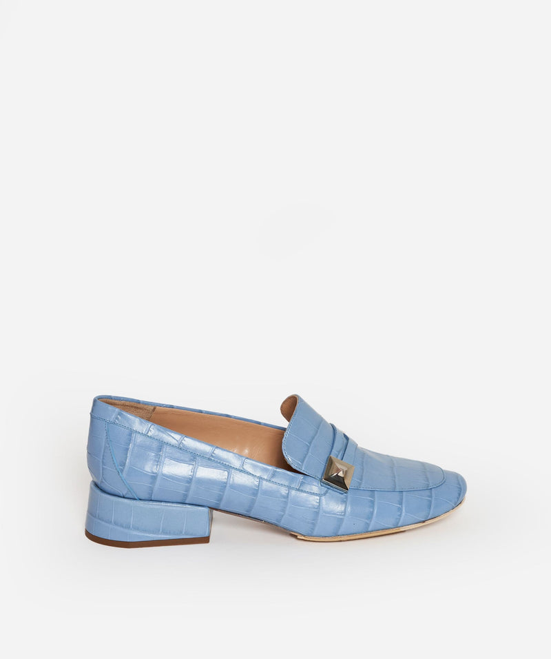 Mulberry Mulberry Blue Leather Croc Embossed Heel Pumps