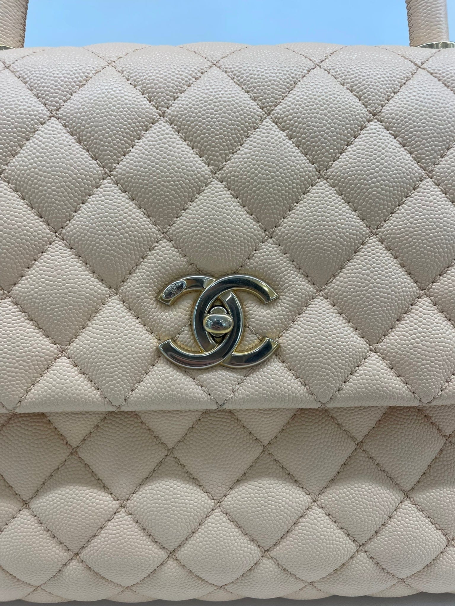 PH Luxury Consignment Chanel Top Handle Beige - Large