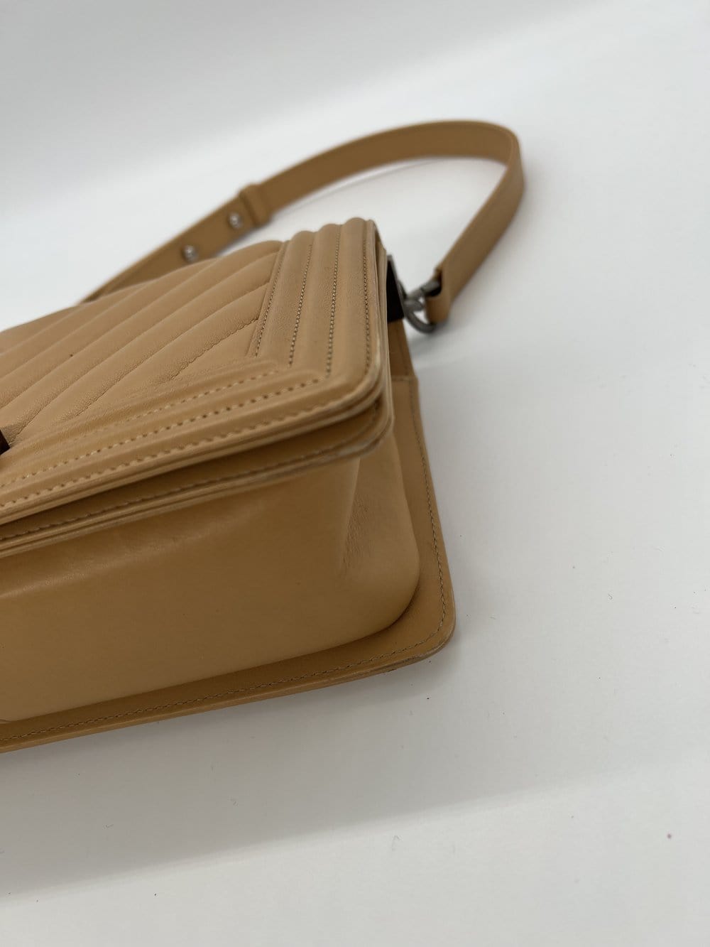PH Luxury Consignment Chanel Boy Bag Medium - Beige Ruthenium Hardware