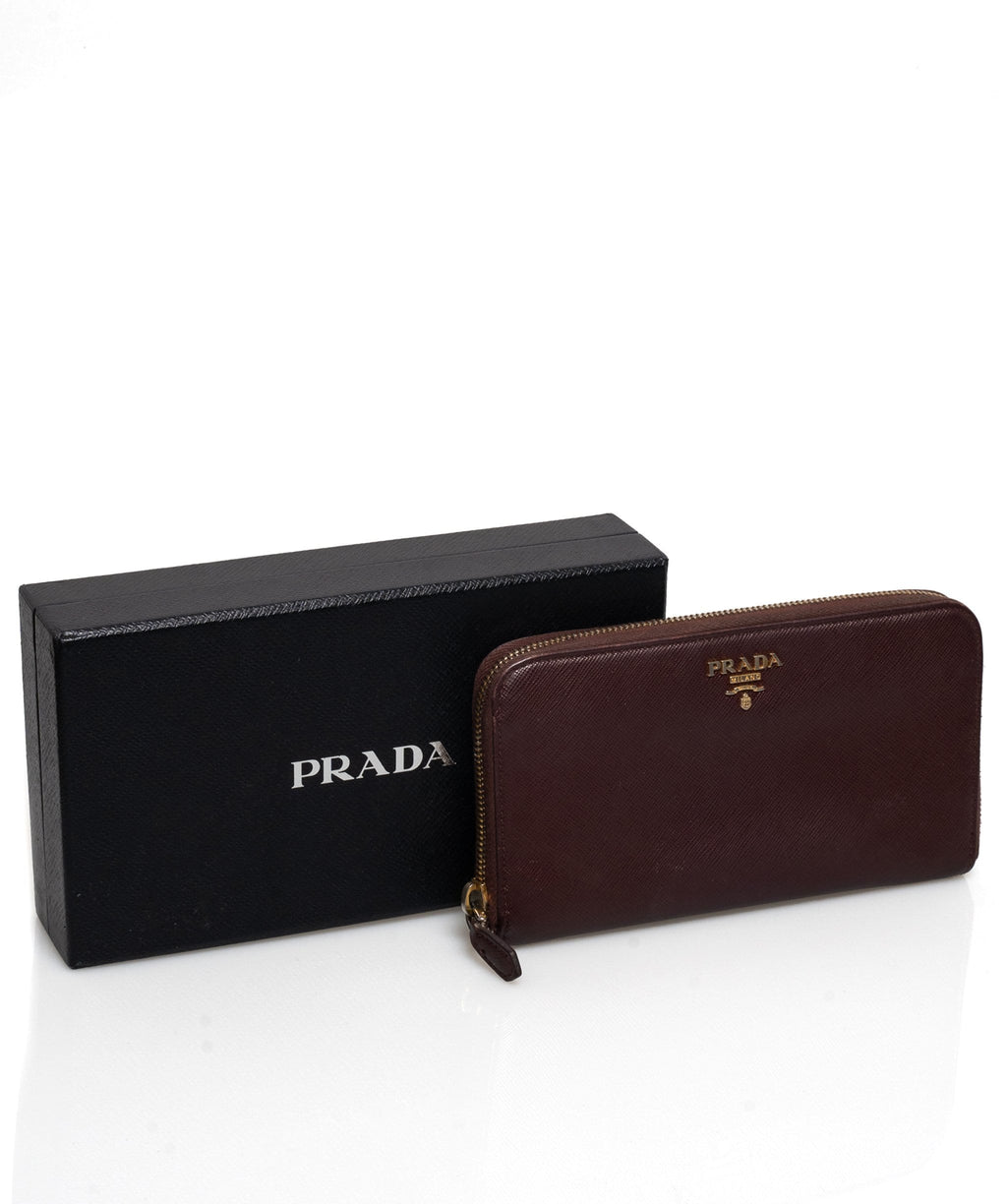 Prada Saffiano Leather Metallic Gold Organizer Wallet 1M0506 Beige – BRANDS  N BAGS