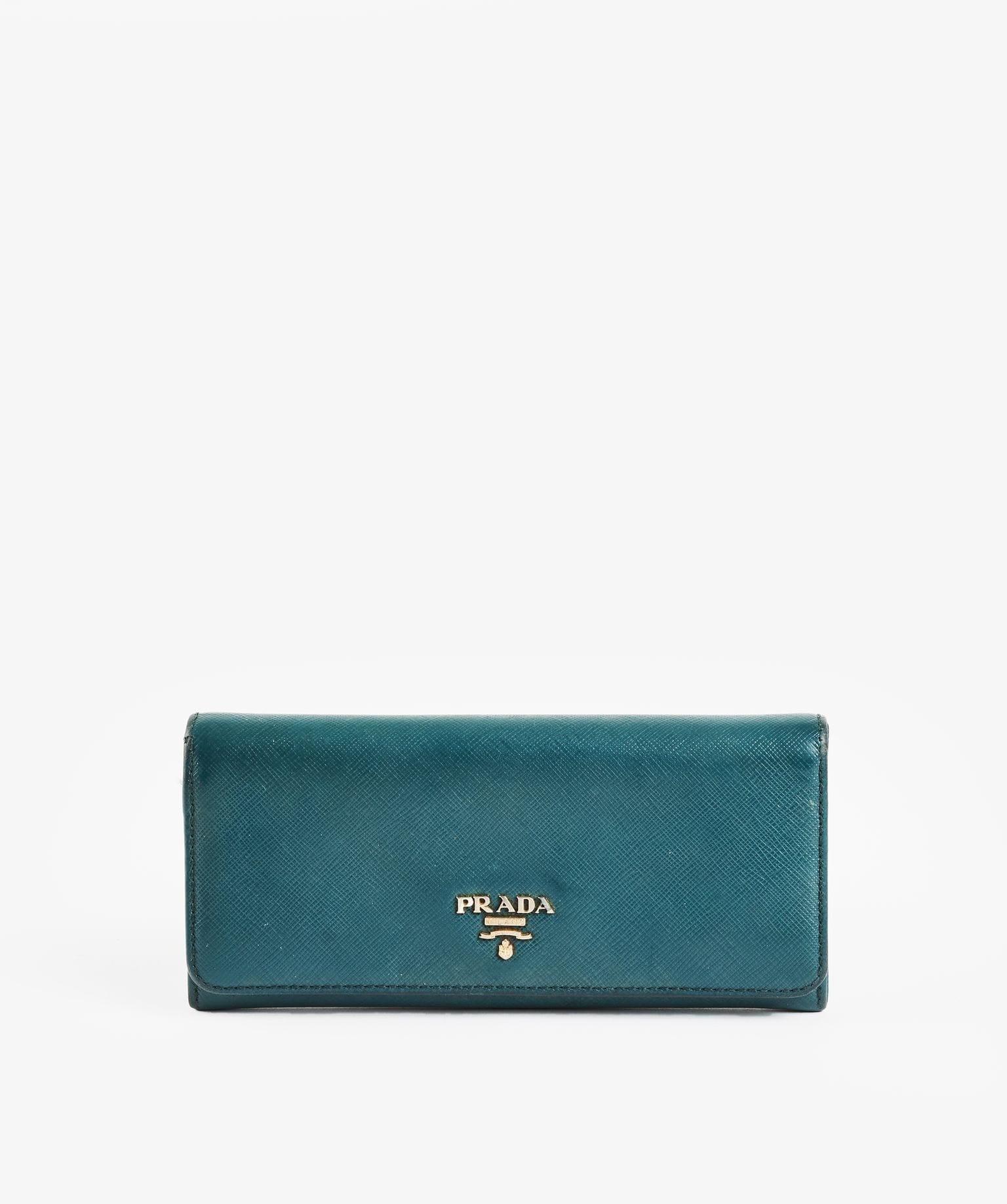 Prada Prada Green Saffiano Leather Wallet