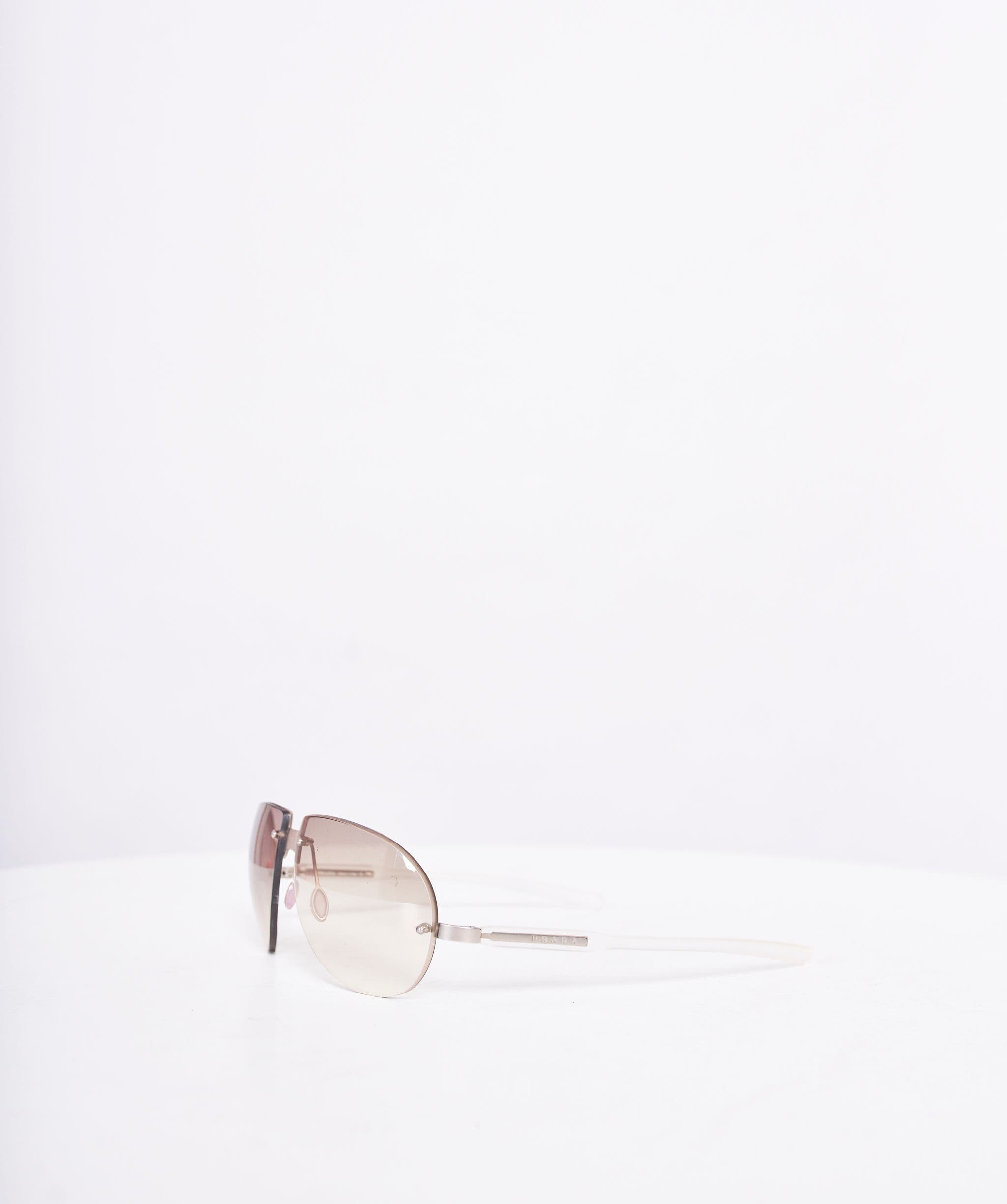 Prada Prada White Rimless Avaitor Sunglasses AWL1011