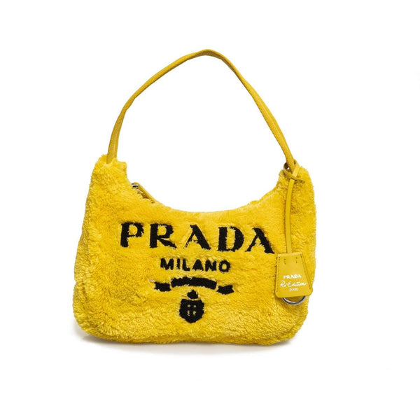 Prada 2000s Yellow Raffia Shoulder Bag · INTO