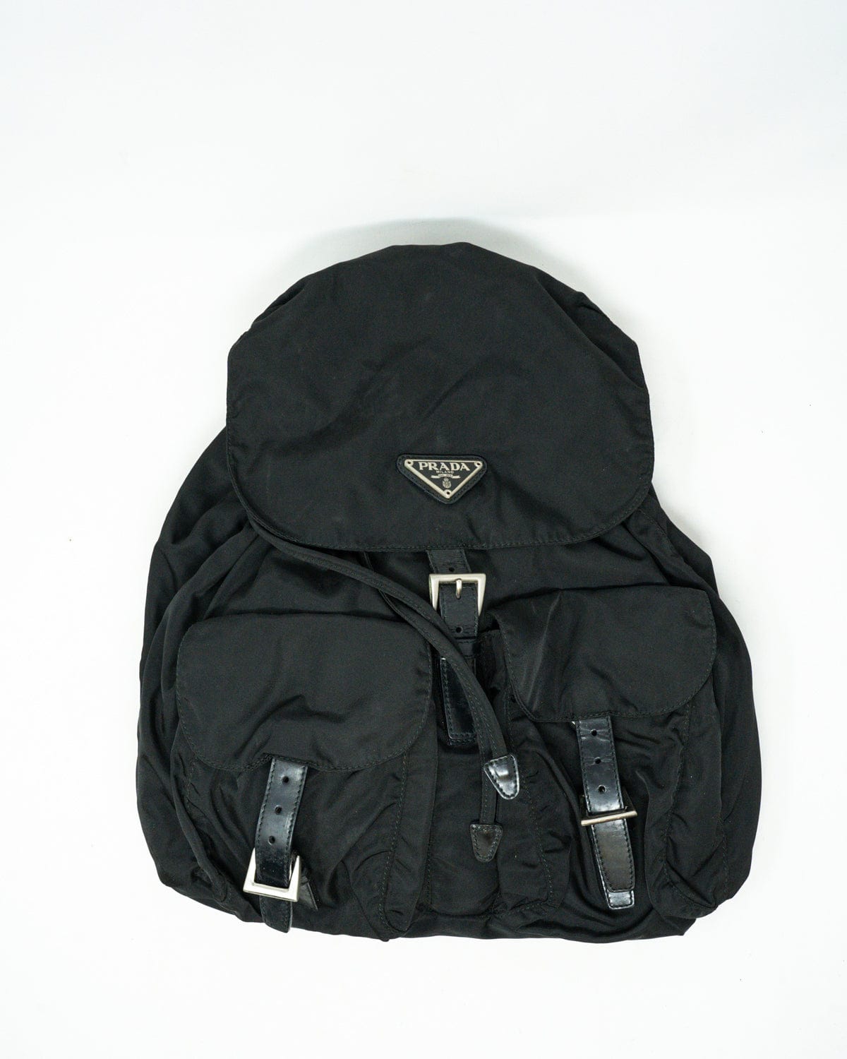 Prada PRADA Backpack Nylon Black with Double Front Pockets - AWL3193