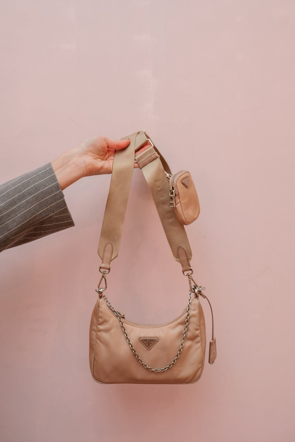 Prada Beige Re edition Nylon Shoulder Bag 2005 AWL2506