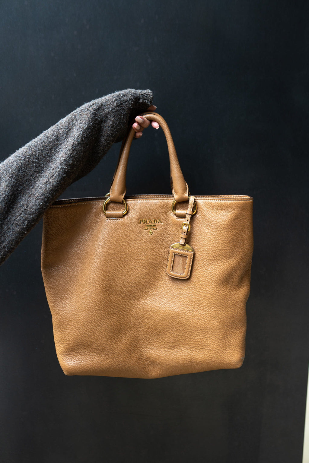 Authentic Prada saffiano tote bag purse Orange lux… - Gem