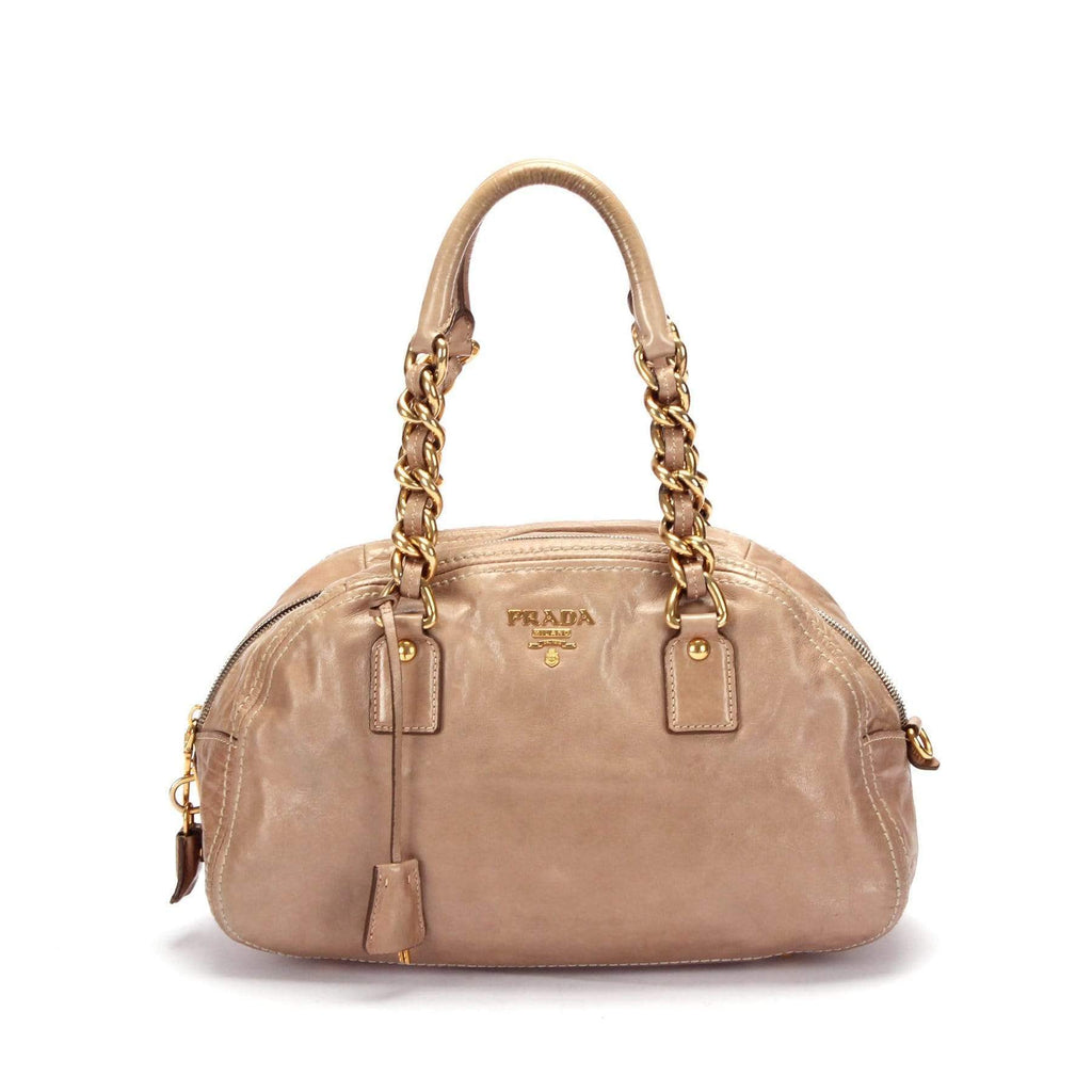 Prada Beige Vitello Shine Leather Tote Prada