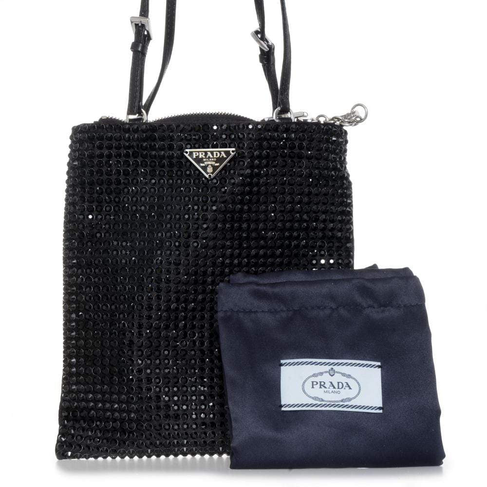 Prada Prada Black Handbag with Crystal Decoration