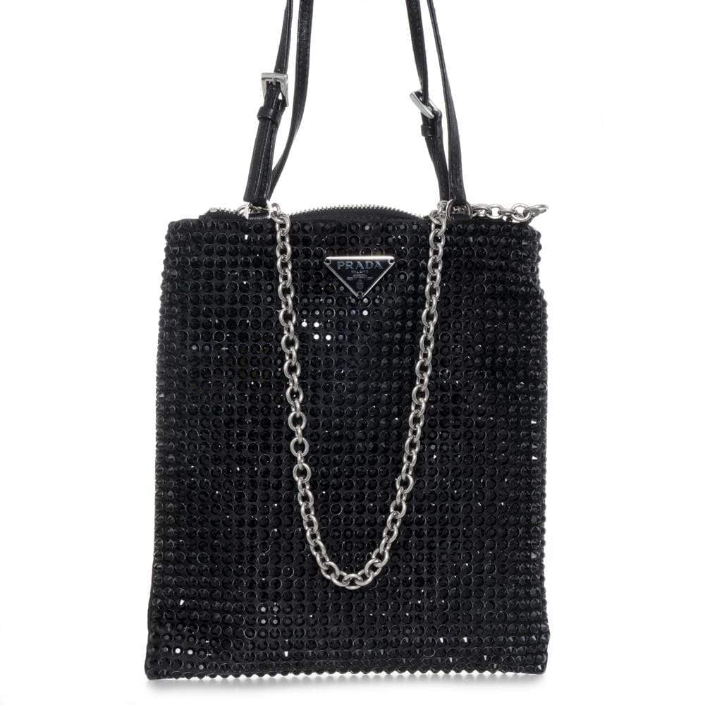 Prada Prada Black Handbag with Crystal Decoration