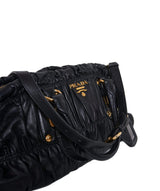 Prada Prada Black Leather Rouched Tote Bag GHW - AGL1261