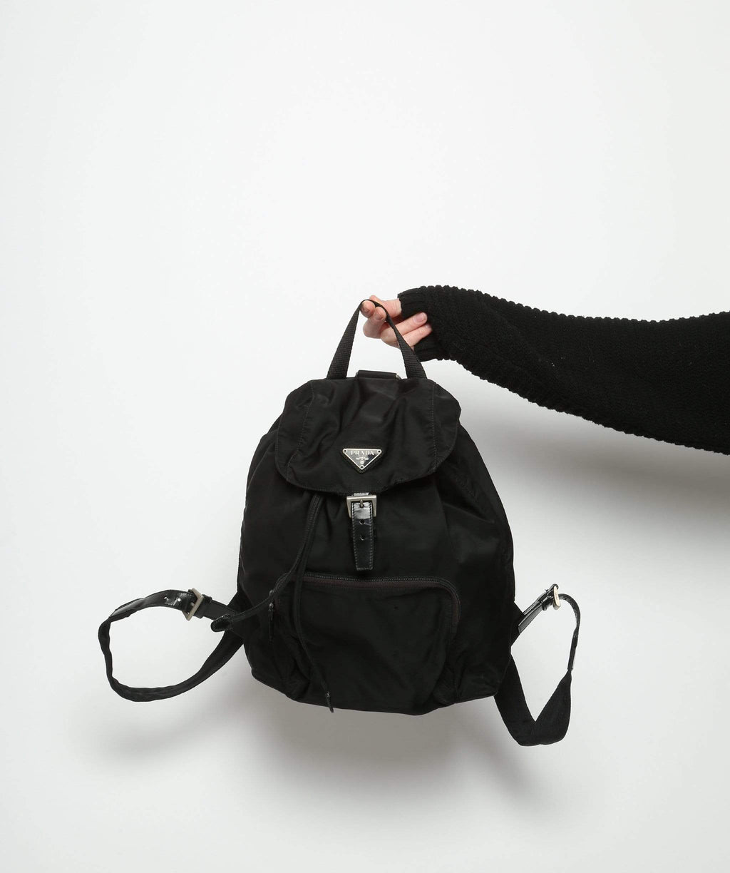 Prada black store nylon backpack