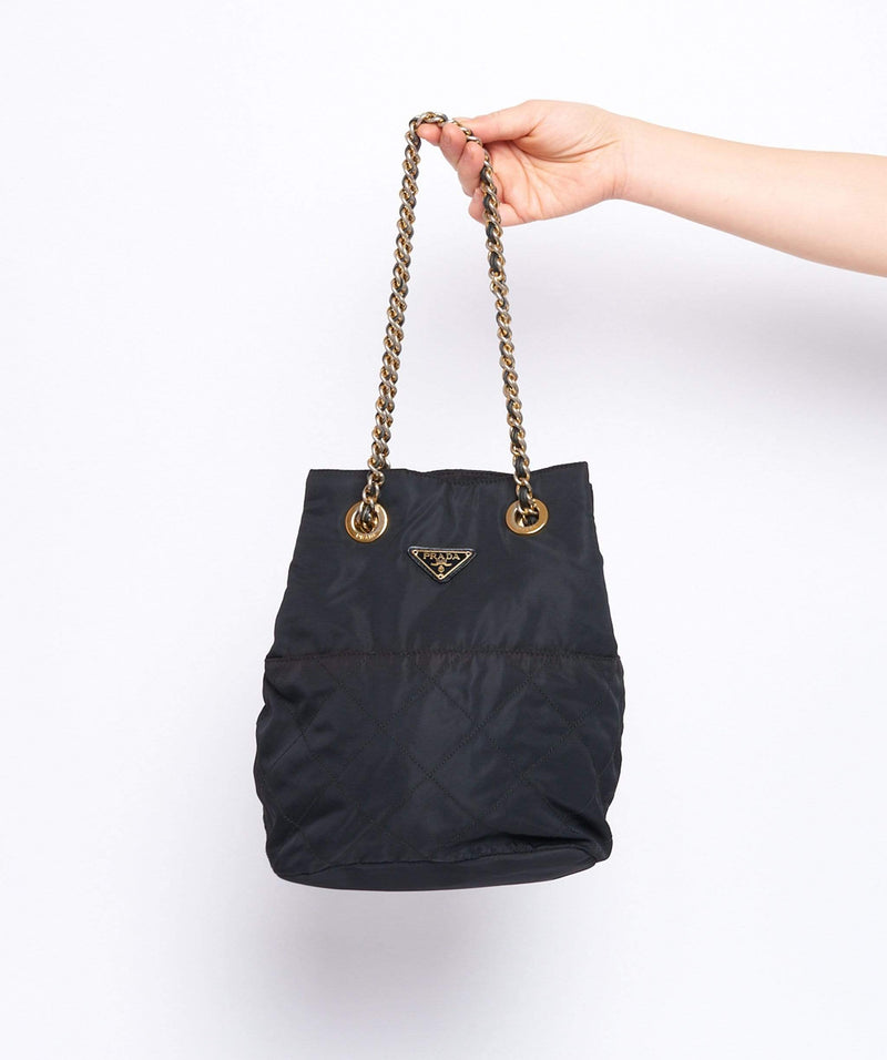 Prada PRADA Black Nylon Chain Shoulder Bag 53