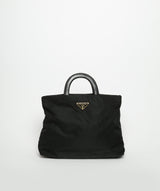 Prada Prada Black Nylon Handbag with Leather Handles