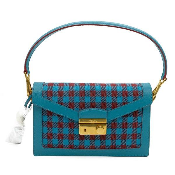 Prada blue handbag hot sale