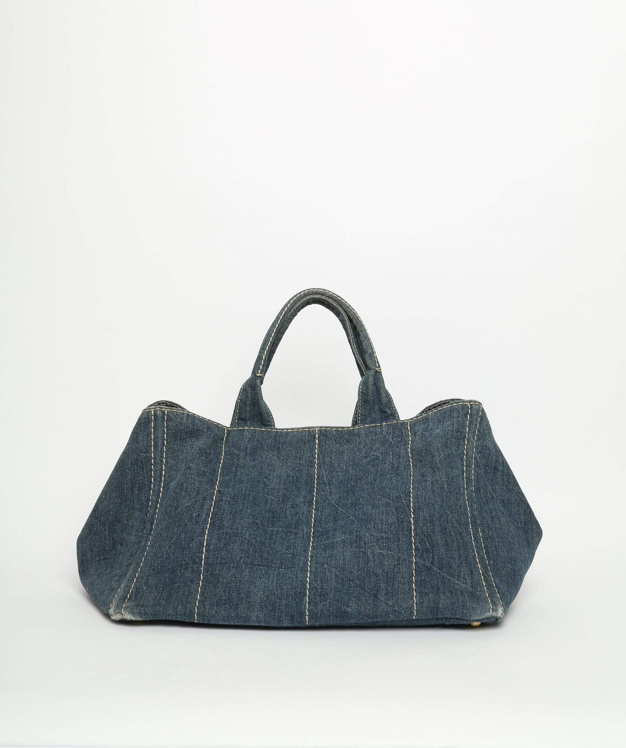 Prada PRADA Blue Denim Canapa Canvas GM Hand Bag