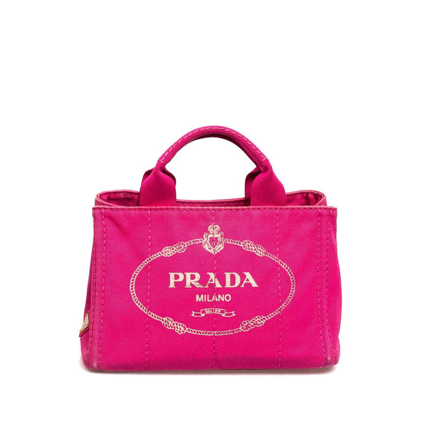 Prada Pink Canapa Canvas Small Tote Bag BG439 - Yoogi's Closet