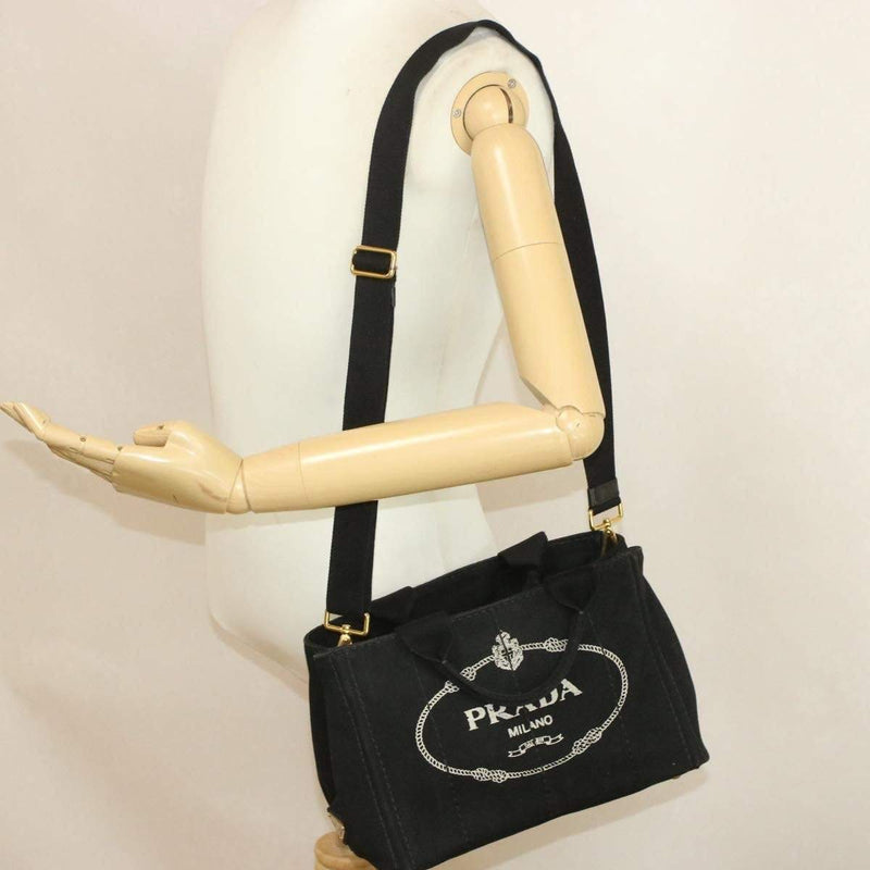 PRADA Canapa PM 2Way Black Canvas Hand Shoulder Bag – LuxuryPromise