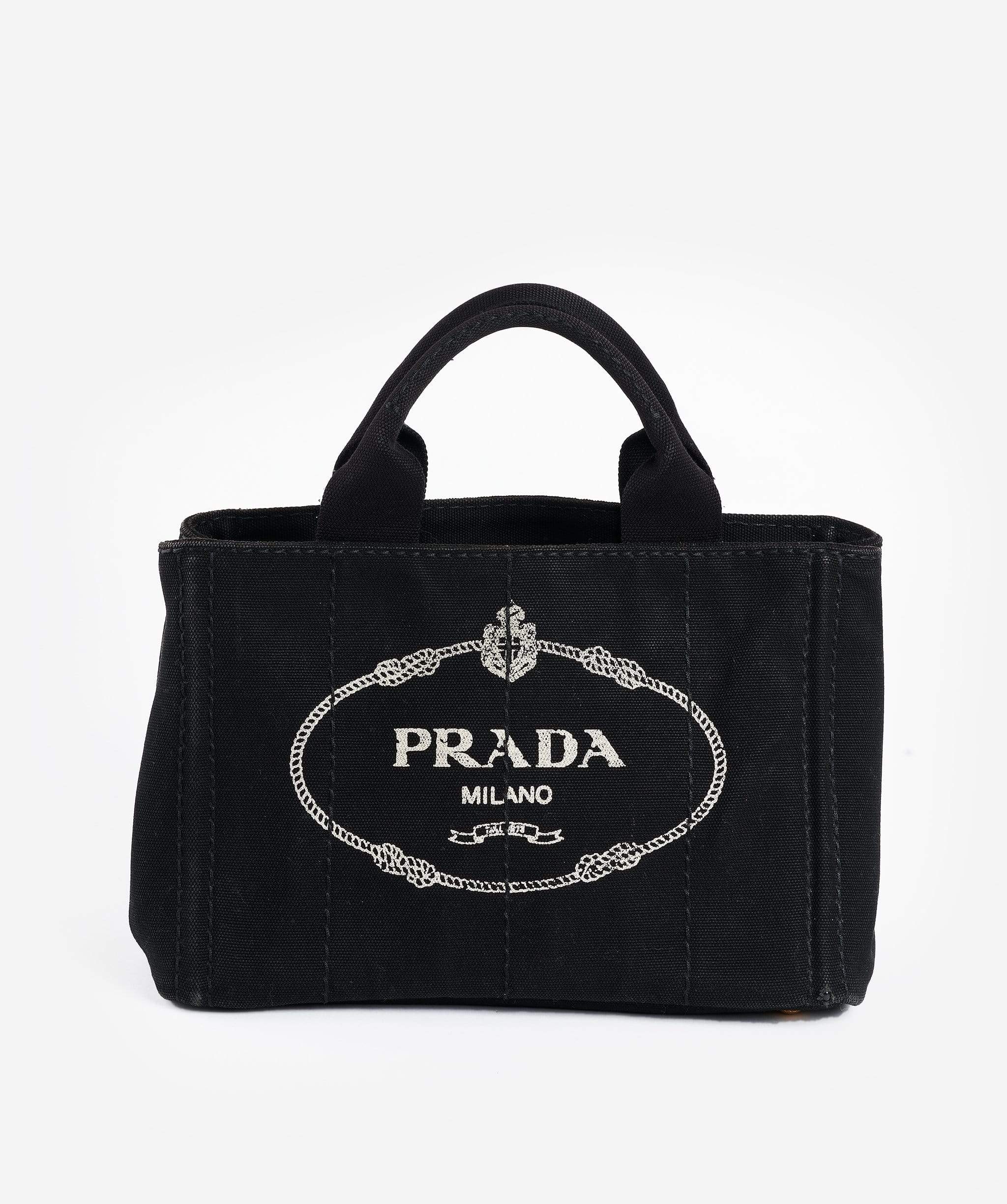 Prada PRADA Canapa PM 2Way Black Canvas Hand Shoulder Bag