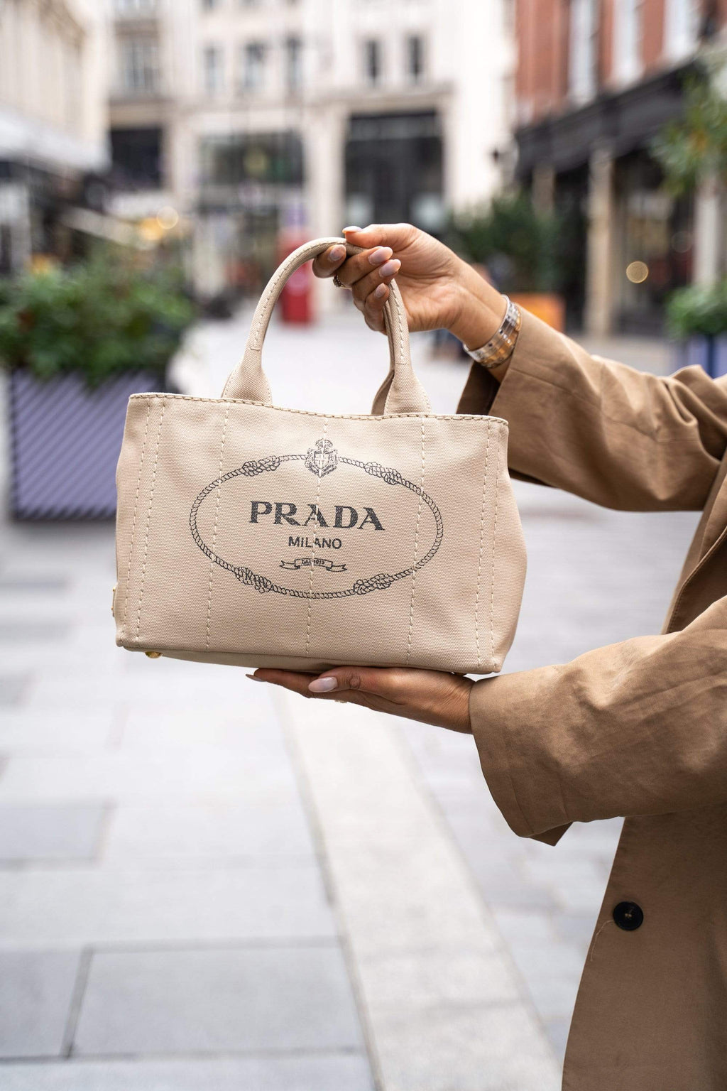 Beige Prada Canvas Tote Bag – Designer Revival