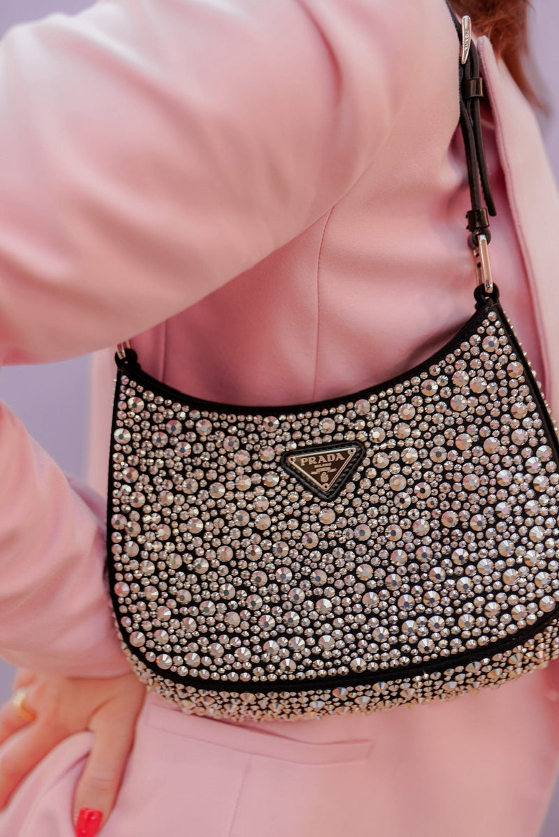 Prada logo-print sequin-embellished Mini Bag - Pink