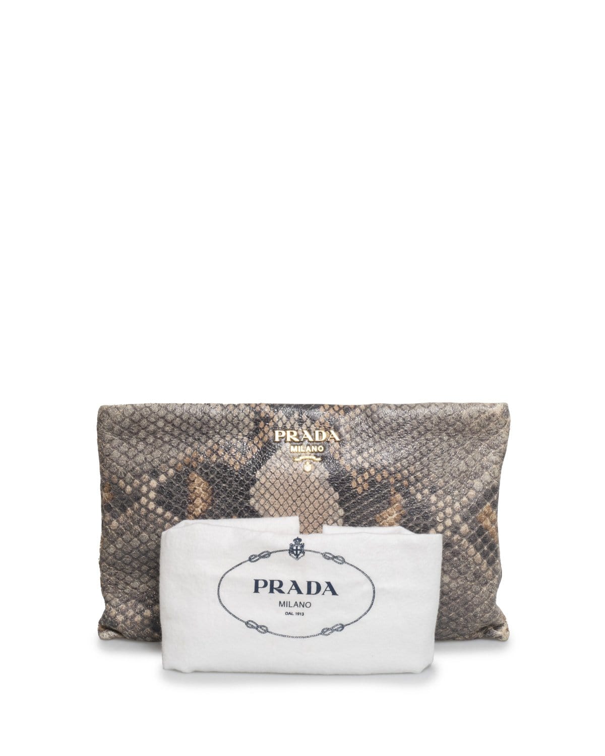 Prada Prada Embossed Python Large Clutch Bag - AWL2050