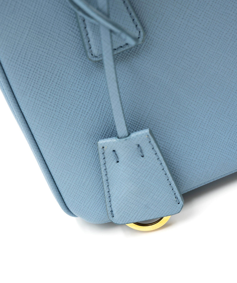 Galleria leather handbag Prada Blue in Leather - 29955127