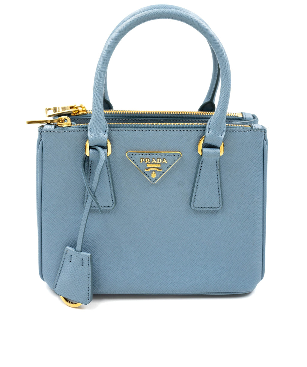 PRADA, TWO SAFFIANO LEATHER GALLERIA TOTE BAGS IN BLUE AND IN GREEN UNIQUE  COLORS NOT IN THE STORES, Prada: Tools of Memory, 2020