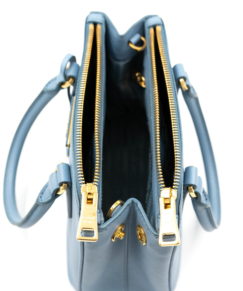 Galleria leather mini bag Prada Blue in Leather - 34406327