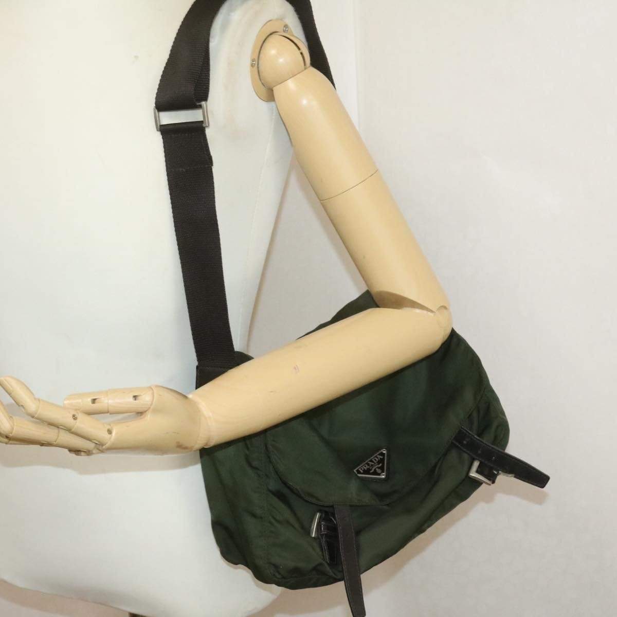 Prada Prada Khaki Nylon Shoulder Bag