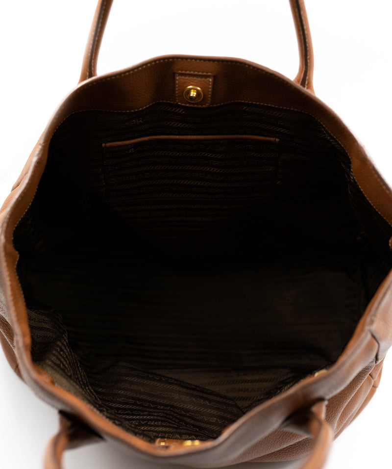 PRADA Tote Shoulder Bag BR3901 Leather Bronze Brown Ladies – Timeless  Vintage