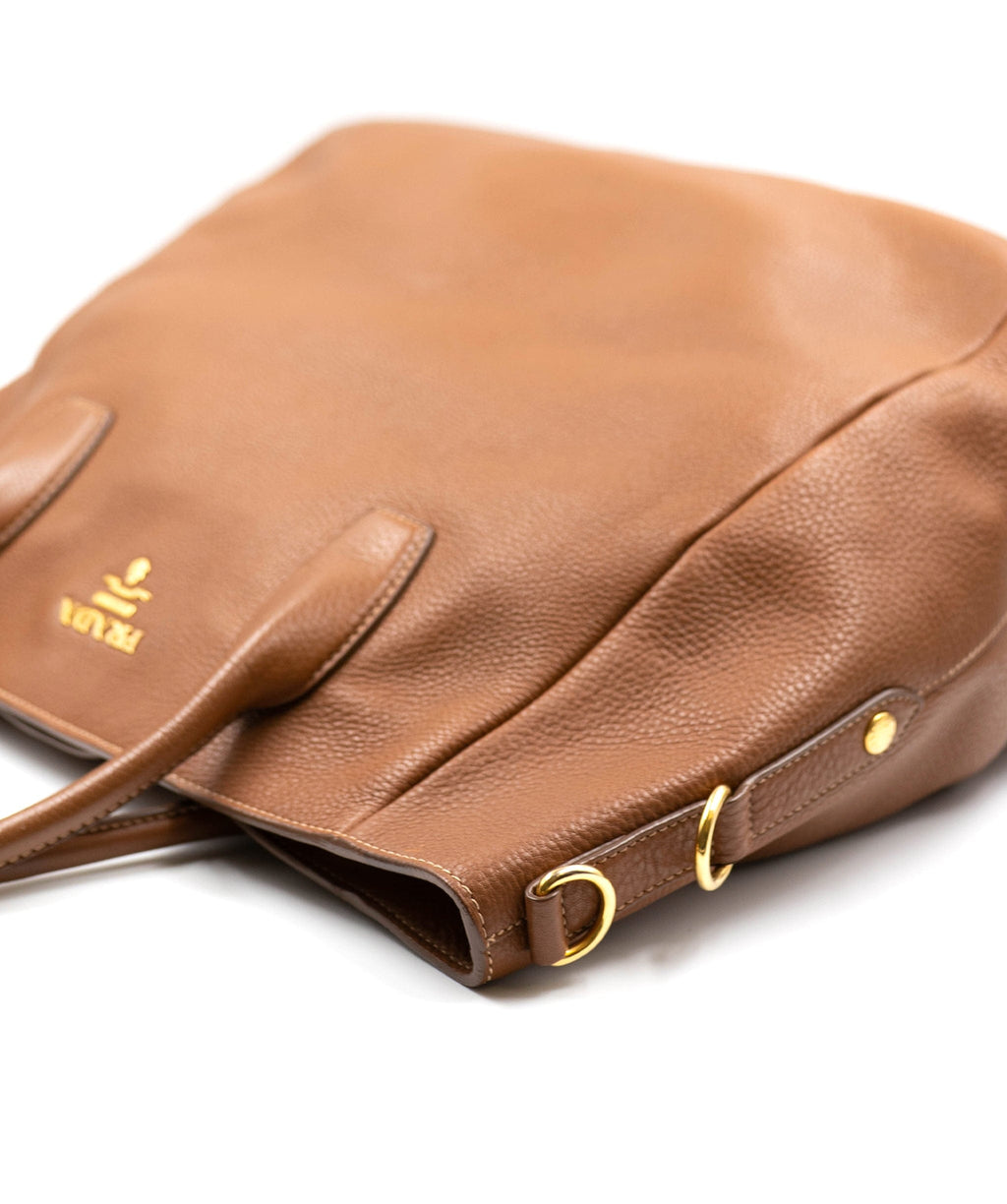 Prada Tote Bag Brown Leather | Prada tote bag, Prada tote, Leather
