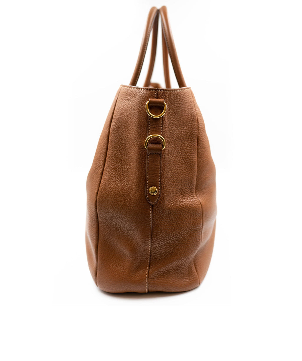 Prada Brown Leather 2 Way Shoulder Bag Auction