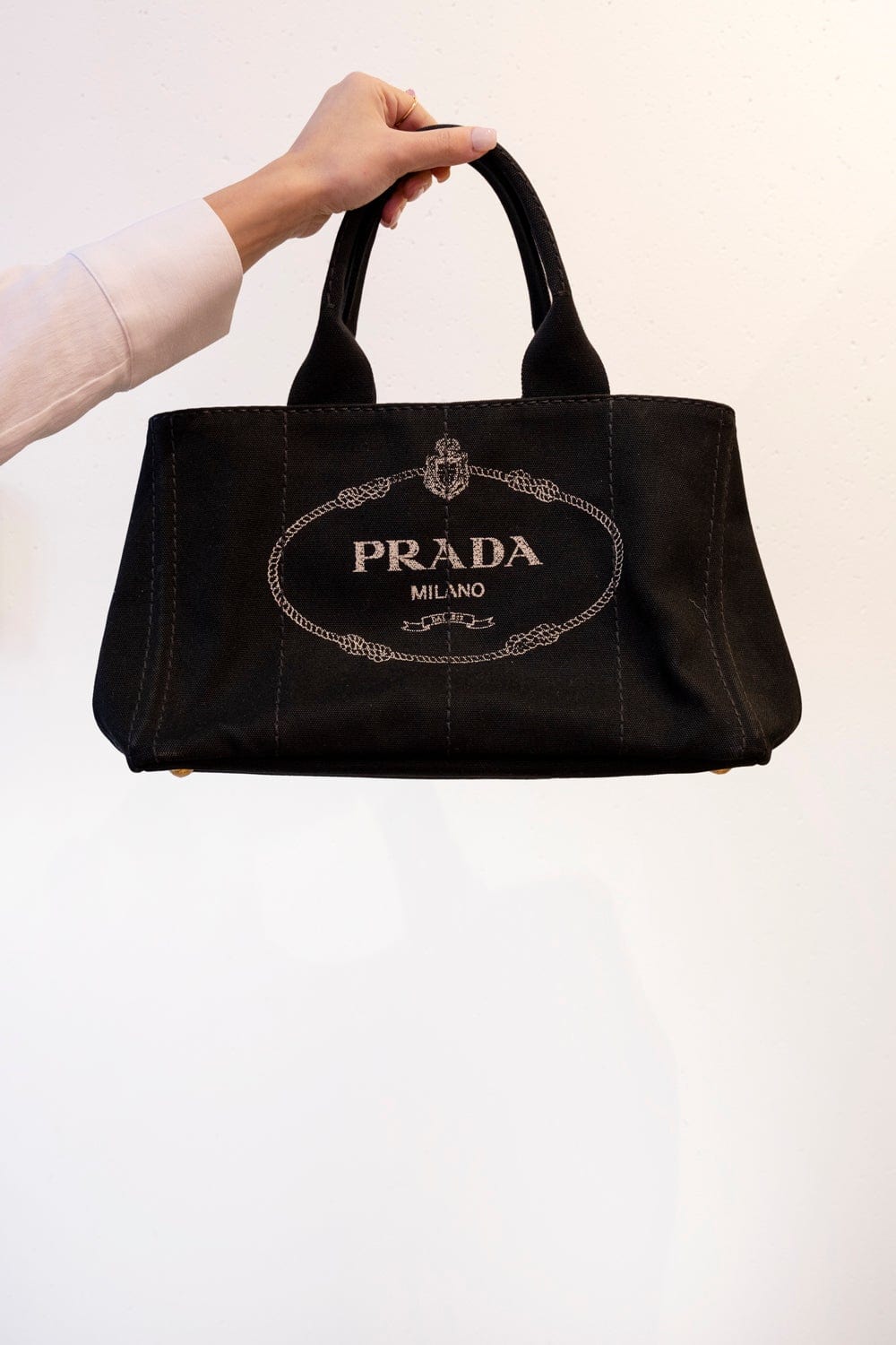 Prada Prada Medium Canapa Tote Black Handbag - AWL2328