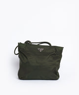 Prada Prada Nylon Khaki Shoulder Tote Bag