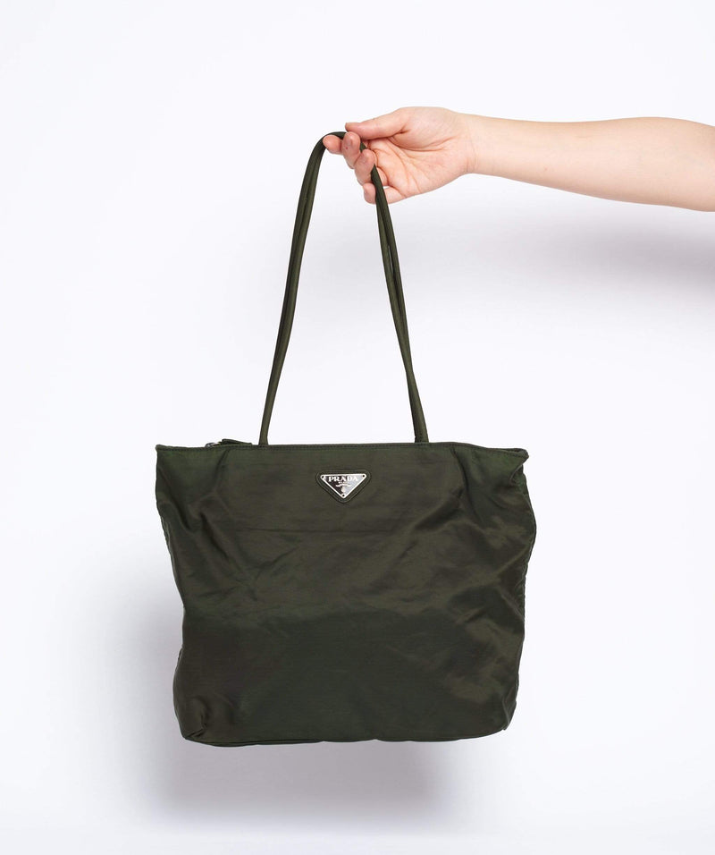 Prada Prada Nylon Khaki Shoulder Tote Bag