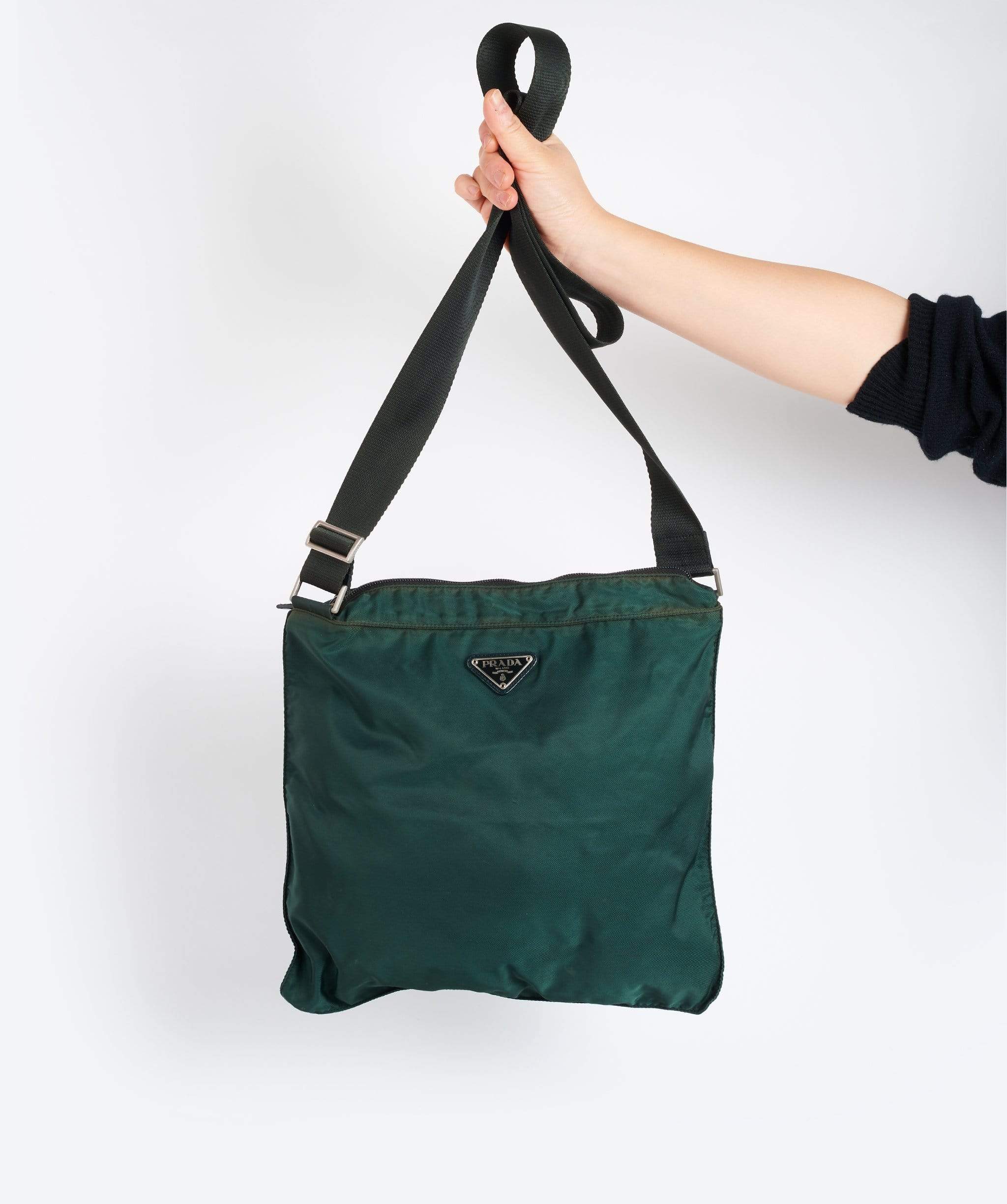 Prada PRADA Nylon Shoulder Bag Green 25