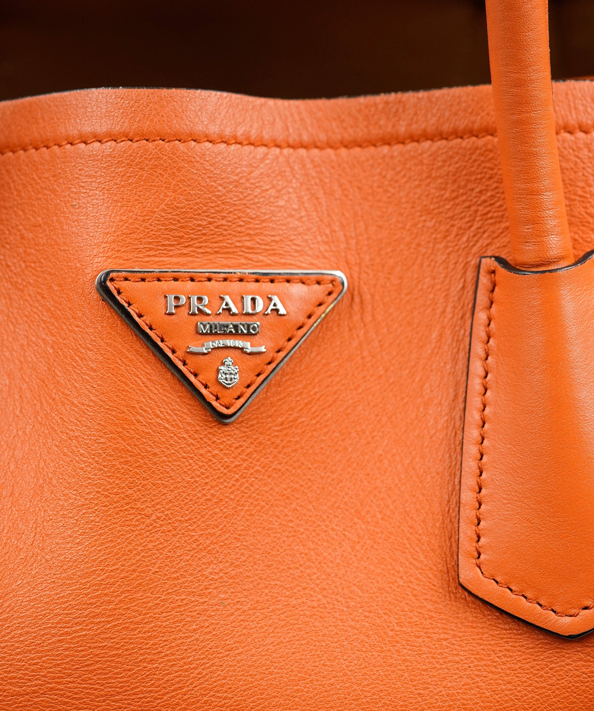Prada Prada Orange Saffiano Logo Medium Shopping Tote - AWL4208