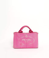 Prada PRADA Pink Canapa Canvas PM Hand Bag 194