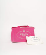 Prada PRADA Pink Canapa Canvas PM Hand Bag