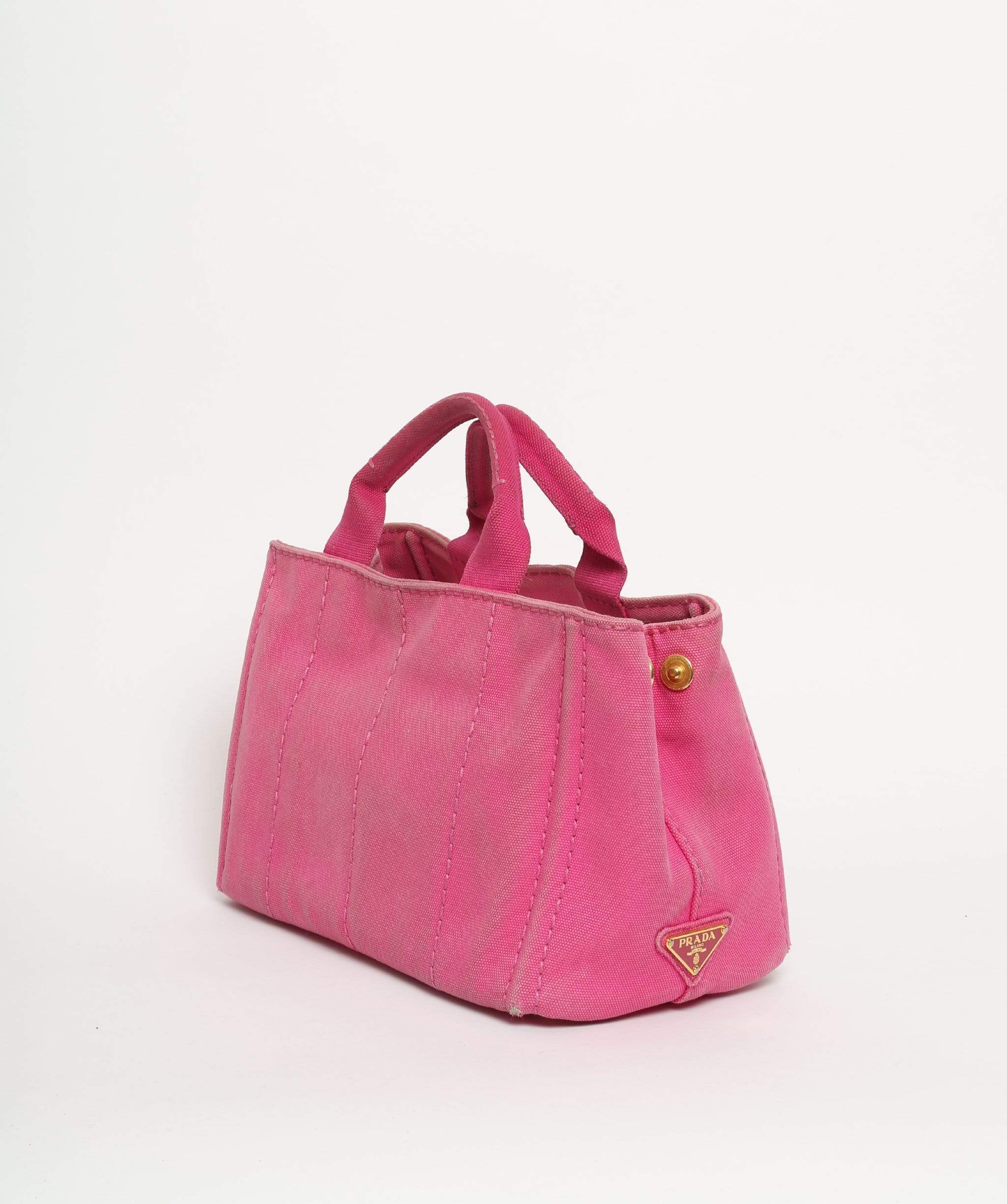 Prada PRADA Pink Canapa Canvas PM Hand Bag 58 with shoulder strap
