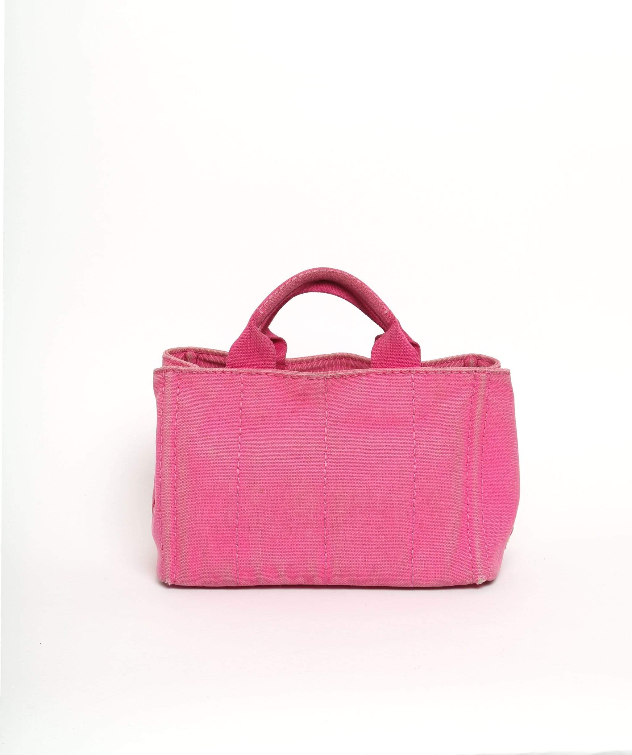Prada PRADA Pink Canapa Canvas PM Hand Bag 58 with shoulder strap